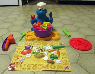 Rare Play Doh Sesame Street Cookie Monster Letter Lunch Set - All Parts