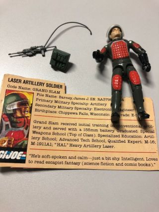 Vintage Gi Joe Grand Slam Laser Artillery Soldier With File Card Complete