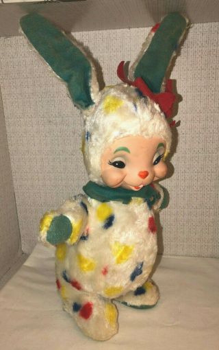 Vintage Retro Rubber Face Plush Stuffed Polka Dot Bunny Rabbit,  Rushton Star