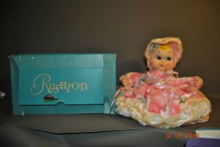 Vintage Rushton Rubber Face Boudoir Doll 1274/5 W/ Box Pajama Holder