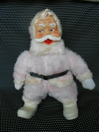 Rare Vtg 50s 60s Rushton Pink Santa Claus Rubber Face Doll Toy Christmas Vintage