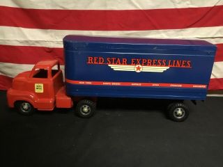 Rare Vintage 1950s Buckeye Red Star Express Lines Truck And Trailer