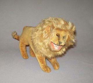 Old Antique Vtg 19th C 1890s Stuffed Toy Lion Great Paper Mache Mouth And Teeth
