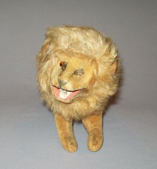 Old Antique Vtg 19th C 1890s Stuffed Toy Lion Great Paper Mache Mouth and Teeth 3