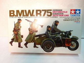 Tamiya 1/35th Scale German Motorcycle B.  M.  W.  R75 With Side Car - Kit - Never Built - -
