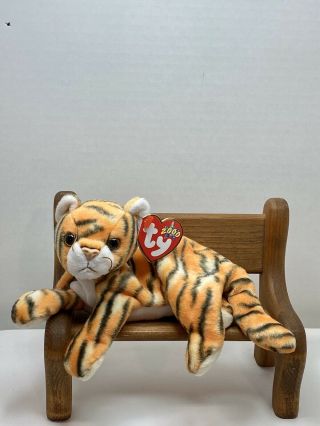 Ty Beanie Baby India The Tiger With Tag Retired Dob: May 26th,  2000