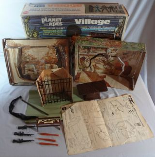 1974 Mego Vintage Pota Planet Of The Apes Village Playset Complete W/ Box L@@k