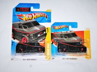 Hot Wheels 2011 Models Short Card The A Team Van Black W/ Red 5 Sps