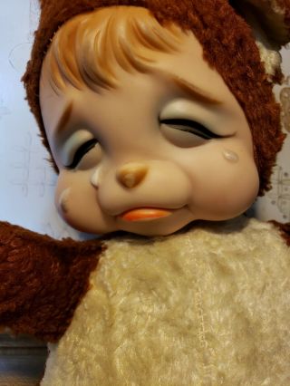 Rushton Rubber Face Vintage Sad Crying Pouting 17” Plush Teddy Bear 2
