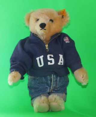 1993 Stieff Ralph Lauren Polo Usa Varsity Teddy Bear W/growler & Ear Tag
