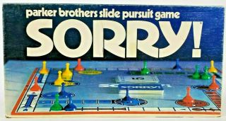 Sorry Board Game 1972 Parker Brothers 100 Complete Boardgame Vintage