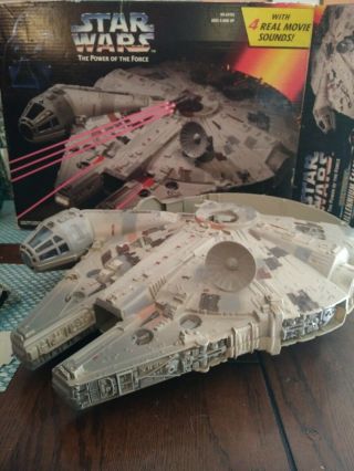 Star Wars Power Of The Force Millennium Falcon 1995 Kenner W/ Box With Papers
