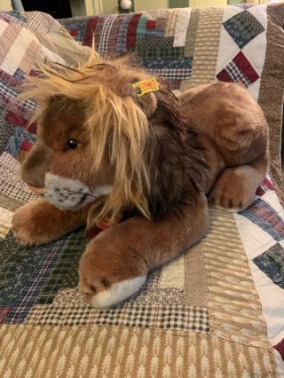 Steiff Molly Leo Lion With All Tags And Button On Ear No.  0375/45 29” Total Long