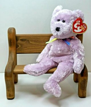 Ty Beanie Baby Sherbet Purple The Bear W/ Tag Retired Dob: August 2nd,  2002
