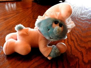 Vintage 1983 Baby Smurf Plush With Rattle,  7 " Applause Wallace,  With Tag