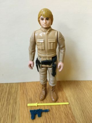 Vintage Star Wars Esb 1980 Luke Skywalker Bespin Brown Hair W/ Weapons