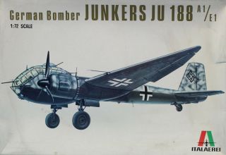 Italaerei Italeri 1:72 German Bomber Junkers Ju - 188 A1/e1 Plastic Kit 117u