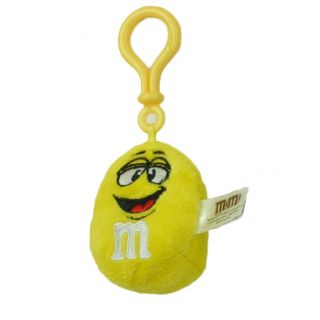 M&m Yellow Character Face Plush Key Chain Clip 3 