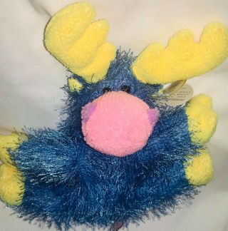 Ty Punkies Blue Yellow & Pink Plush Moose Marbles 8 " 2003