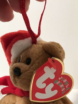 Ty Beanie Baby Christmas Tree Ornament Decoration 5 " Vtg Brown Santa Bear