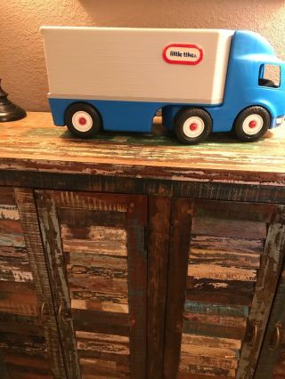 Vintage Little Tikes Ride On 23 " Blue Semi Moving Truck Tractor Trailer Big Rig