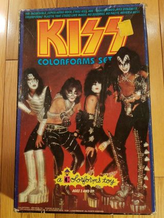 Vintage 1979 Aucoin Kiss Rock Band Colorforms Set Open Box - Ace,  Gene,  Paul,  Peter