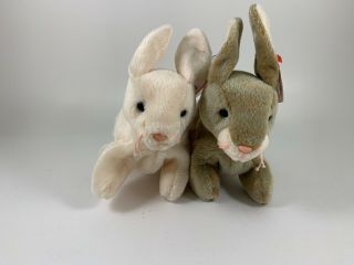 Ty Beanie Baby Bundle Of Bunnies Nibbly And Nibbler Retired Vintage