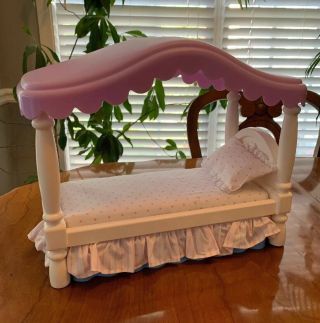 Little Tikes Barbie Furniture Canopy Bed With Bed Cover,  Pillow,  Dust ruffle 3