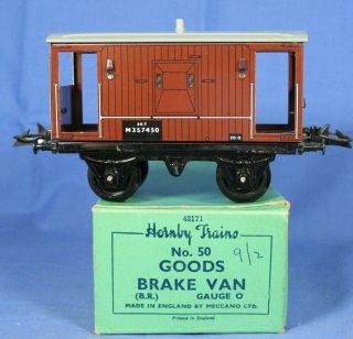 Hornby Trains O Gauge No.  50 Br Brown 20t Brake Van M357450 Vgc No Box