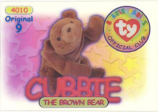 Ty Beanie Babies Bboc Card - Series 1 9 (blue) - Cubbie The Bear - Nm/m