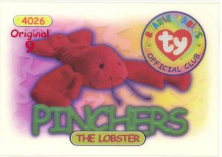 Ty Beanie Babies Bboc Card - Series 1 9 (red) - Pinchers The Lobster