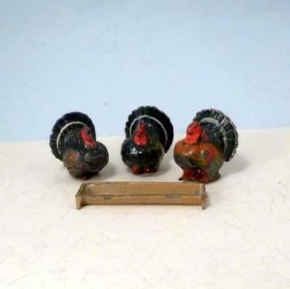 Vintage Lead Farm - Britains 3 Turkeys 515,  Feeder 529 1922 - 50s Thanksgiving