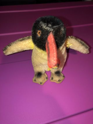 Vintage Steiff Toy - " Peggy " Penguin (3 1/2 ") W/ Button & Chest Tag