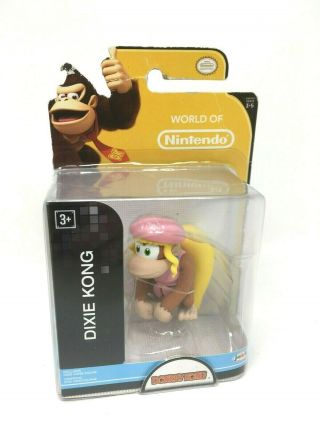 Jakks World Of Nintendo Donkey Kong 2.  5 " Figure - Dixie Kong (package Wear)