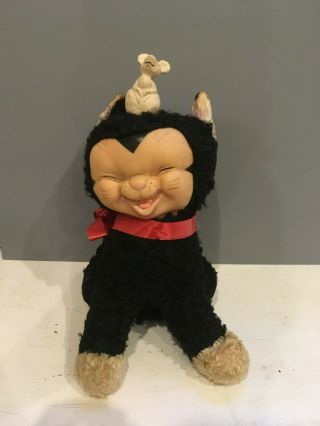 Vintage Plush Rubber Faced Stuffed Rare Kitty Cat Ideal Musical Mouse