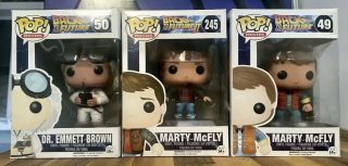 Back To The Future Pop Vinyl Set/ Marty Mcfly 245/marty Mcfly/ 49/doc Brown 50/