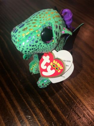 Ty Beanie Boos Green Purple Dino Dinosaur 3 " Clips Cinder Nwt