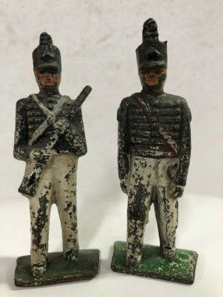 2 Vintage Grey Iron G5 & G7 Cadets Manoil Barclay Cast Iron Toy Soldier West Poi