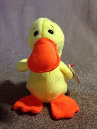 1993 Yellow Duck Quackers Ty Beanie Baby