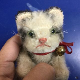 Antique German Rare Steiff Medium Jointed Tabby Cat Kitten 4” No Id