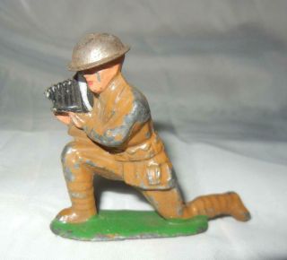 Vintage Barclay Manoil Toy Lead Soldier With Camera Kneeling Tin Helmet