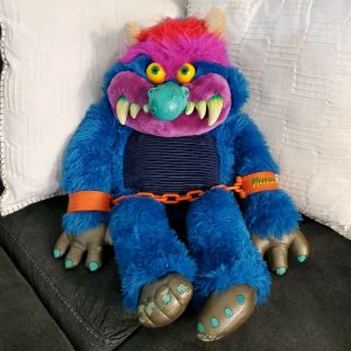 Vintage 1986 My Pet Monster Plush Stuffed With Cuffs Amtoy American Greetings