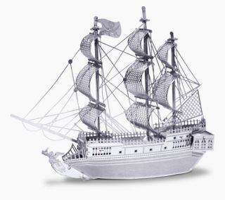 Black Pearl Metal Earth Pirate Ship 3d Silver Ed.  Laser Cut Model Diy Pirates