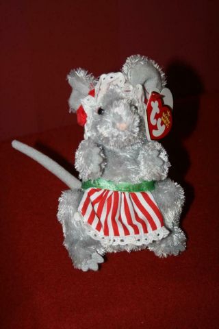 Ty Beanie Babies 2006 Janglemouse Christmas Mouse W/apron Plush Stuffed Toy