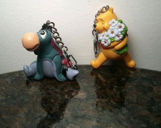 1990s Walt Disney Winnie The Pooh & Eeyore Pvc Key Chain Figures
