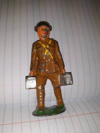 Vintage Barclay Dimestore Soldier Carrying Ammo,  Lead Figure