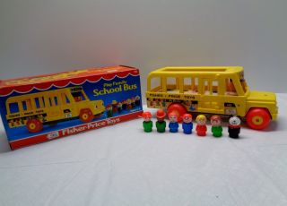Vintage Fisher Price Little People School Bus And People 192