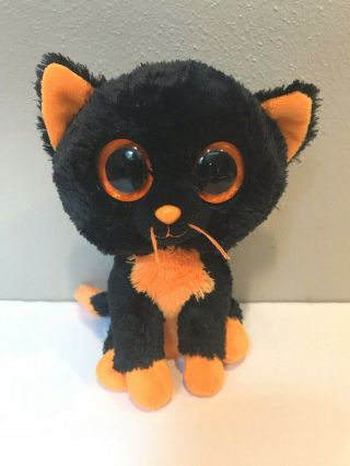 Rare Ty Beanie Boos Moonlight The Black Orange Halloween Kitty Cat 6 " Plush
