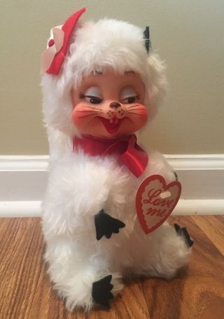 Rushton Rubber Face Skunk Plush White Valentines Vintage 50’s Stuffed Animal Toy