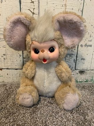 Vintage Rushton Mouse - Rubber Face - Big Ears Large Plush Doll - Very Rare